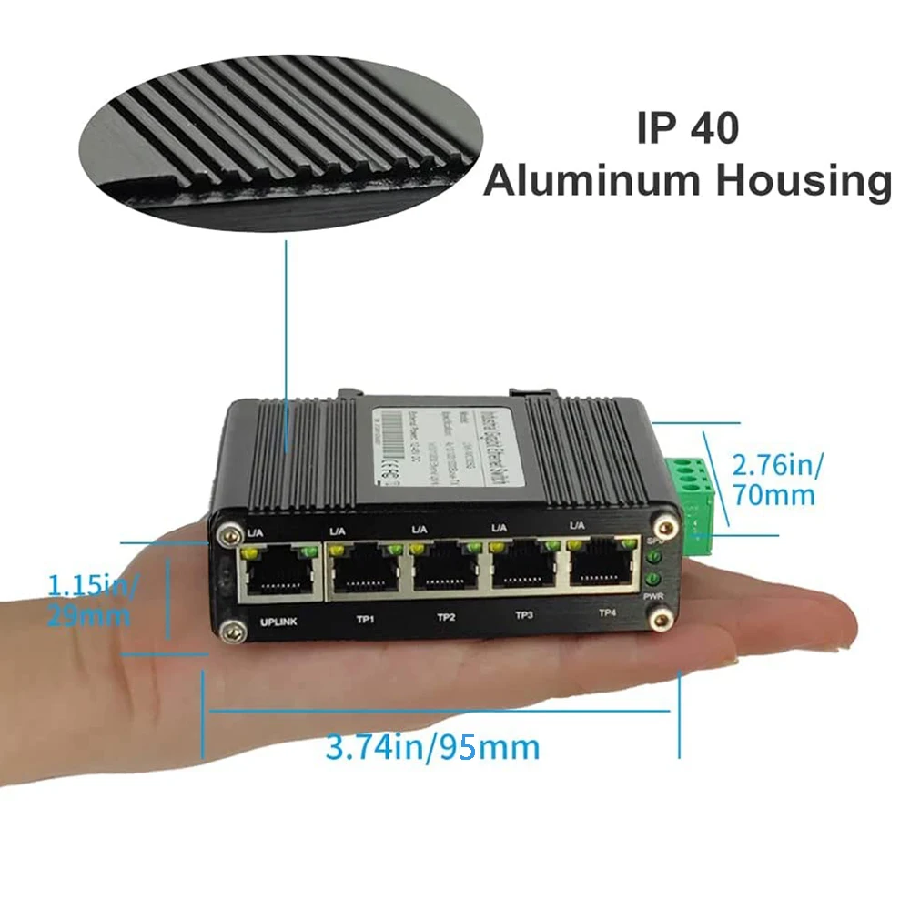 Промышленный 5-портовый Gigabit Ethernet (POE)/4 RJ45 1000 Мбит/с (POE) сетевой коммутатор с портом