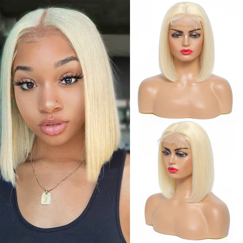Short Bob Wig 613 Blonde Human Hair Lace Closure Wigs Straight Lace Front Wig Brazilian Remy Hair Bob Wigs 150% KEMY HAIR
