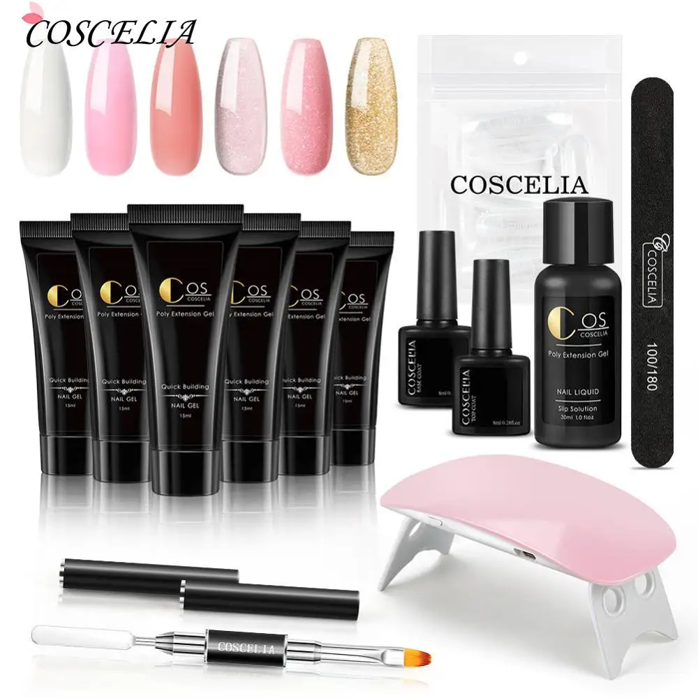 

Профессиональный УФ-гель для наращивания ногтей COSCELIA с лампой все для маникюра Набор для наращивания ногтей