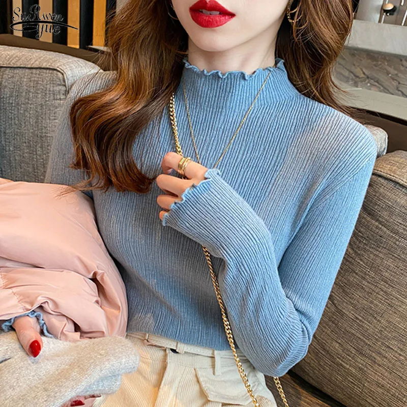 

Autumn Women Knitted Sweaters Fashion Pullover Jumper Ruched Casual Solid Pull Femme Long Sleeve Knit Tops Winter Clothing 23104