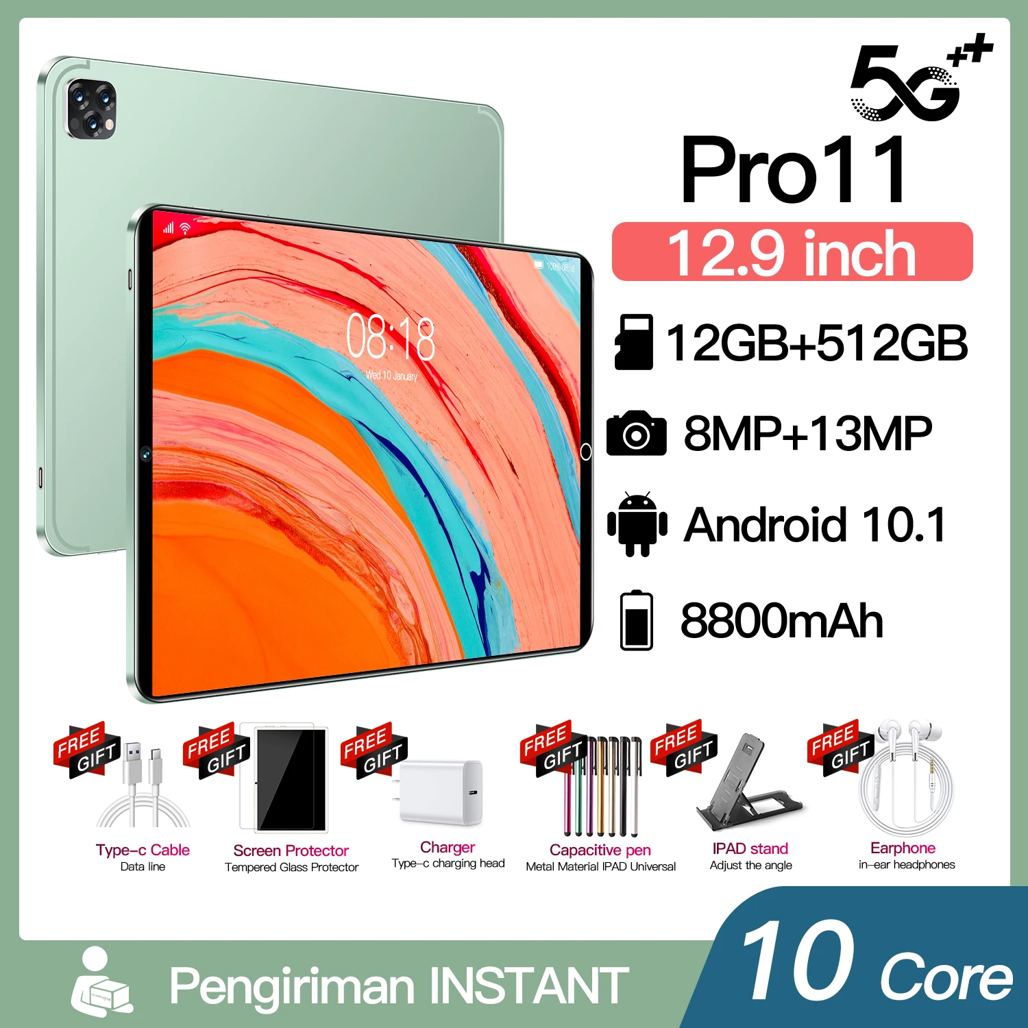 

Новинка 2022, планшетофон, планшетный ПК, 8 ГБ + 256 ГБ, Android, 10,1-дюймовый подключаемый, две карты, full screen HD + wifi