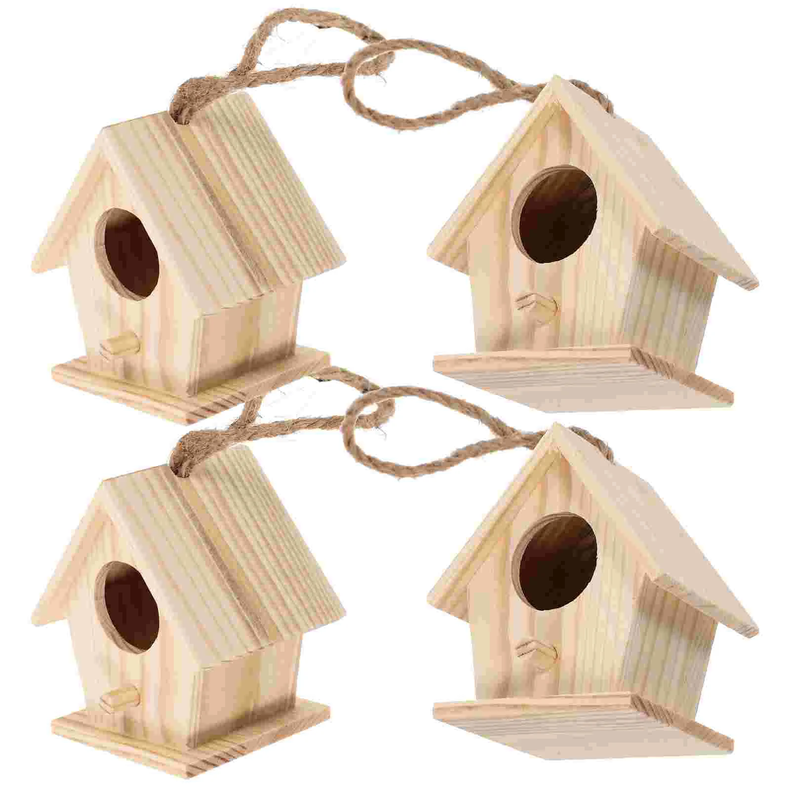 

Bird House Kits Birdhouses Wooden Wood Mini Build Birdhouse Hanging Children Decorative Unfinished Cage Diy Artificial Nesting