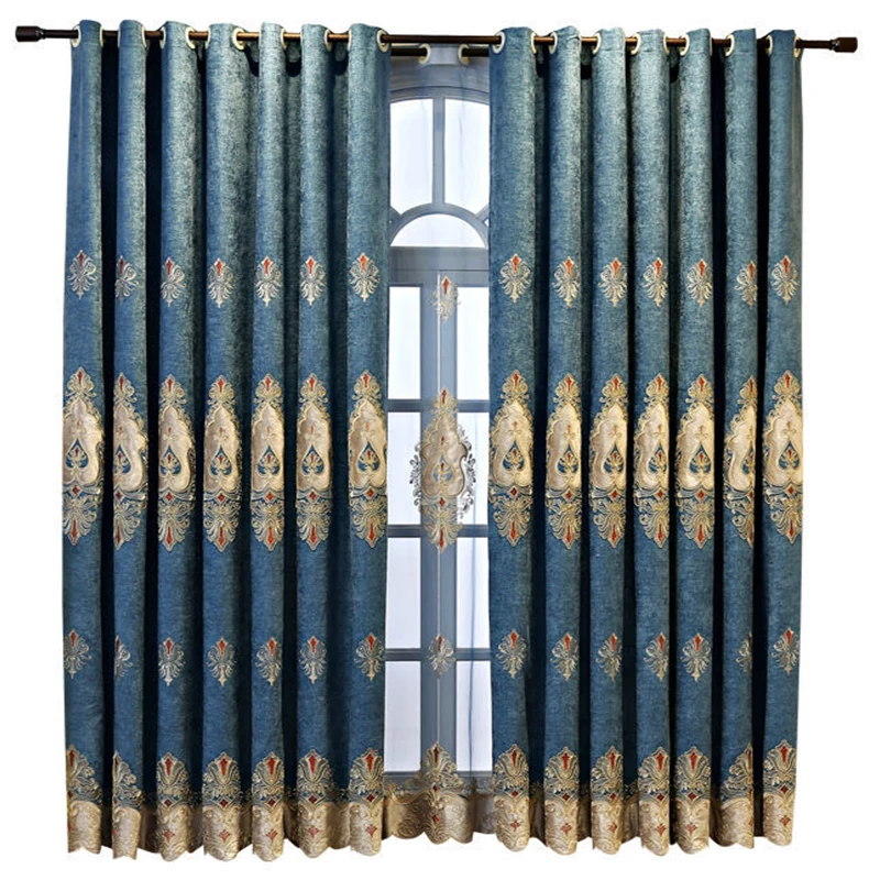 luxury european tulle curtains blackout window curtain for living room bedroom embroidery modern decoration drapes blinds free global shipping