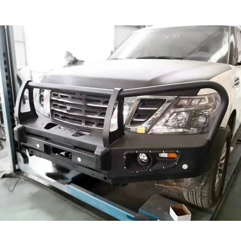 Фото Высококачественный стальной бампер-кенгурятник для Nissan Patrol Y62 4x4, внедорожные аксессуары №2