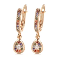 grier fashion colorful natural zircon rose gold ear cuff earring stone water drop earrings for girls party wedding jewelry new