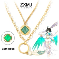 zxmj cartoon genshin impact necklace gods eye luminous necklaces popular necklace for women game anime peripheral pendant