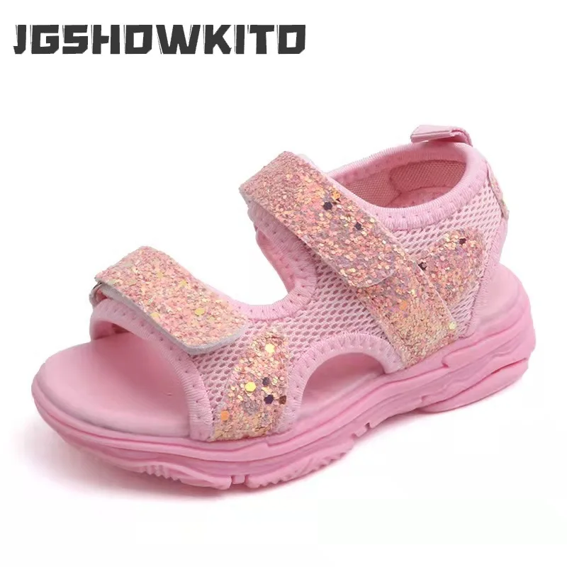 Children Sandals for Girls Boys Glitter Sequins Fashion Kids Beach Shoes 2022 New Rubber Sandals Fashion Sports Sandals 21-30