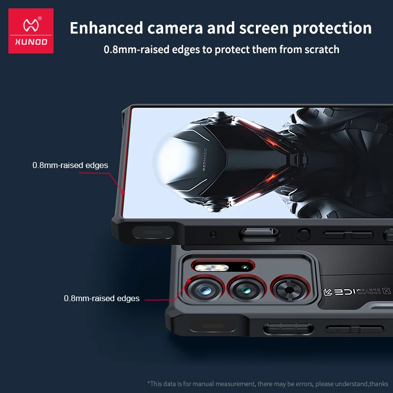 Фото Чехол Xundd для Nubia Red Magic 10 Pro 10 Pro Plus, противоударный чехол с подушкой безопасности, задняя полоса, прозрачный магнитный чехол-подставка №3