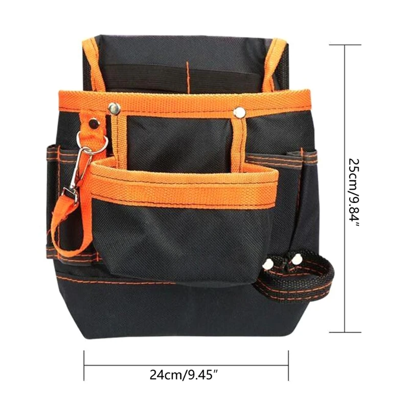 

N0HB Electrician Belt Bag Durable 600D Oxford Cloth Tool Bag with 8pcs Pockets Hardware Tool Pouch Waist Bag Gift for Men