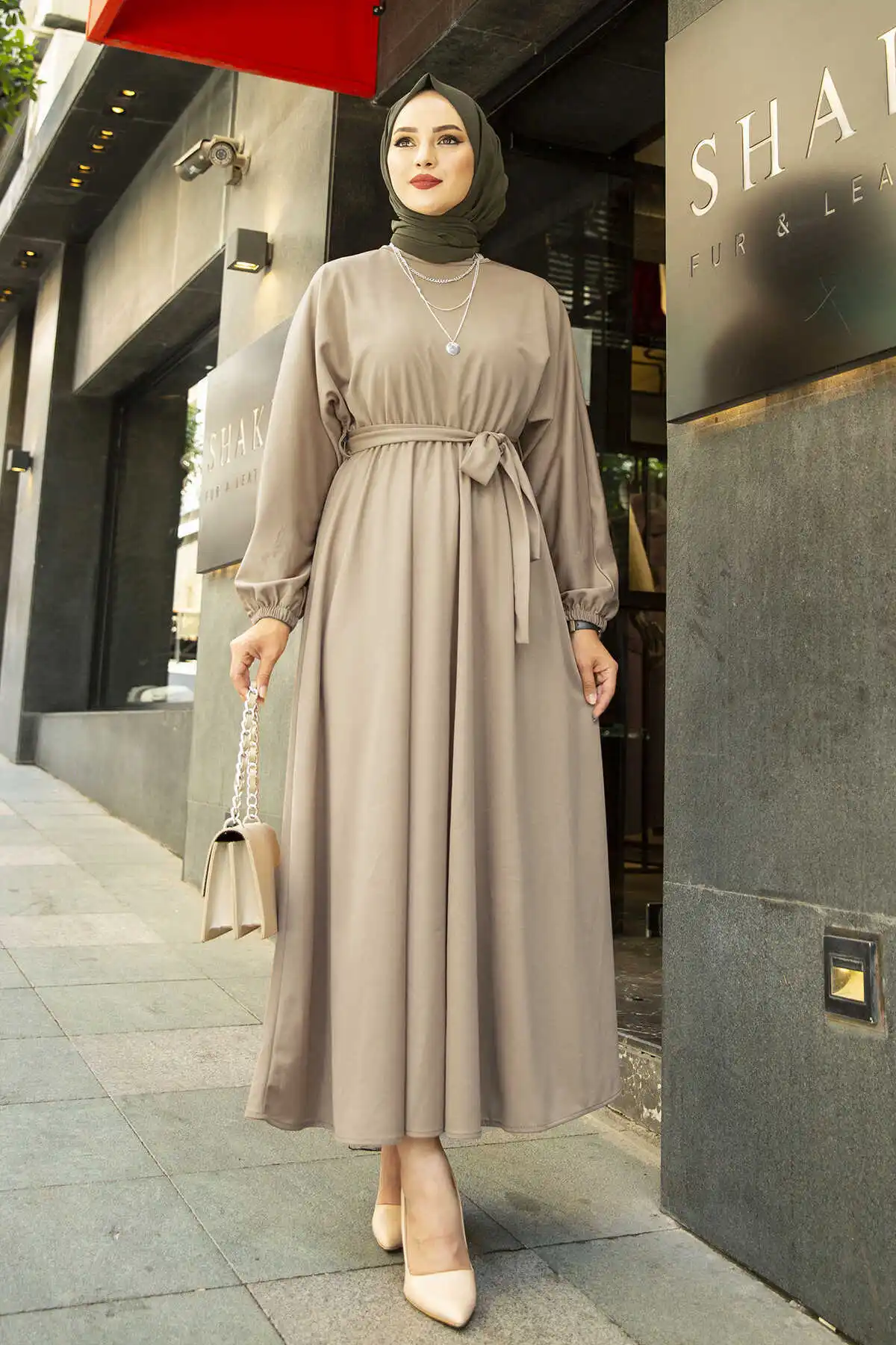 Waist Belted Dress 2022 New Year Abaya Dubai Turkey Muslim Fashion Hijab Dress Islamic Clothing African Long