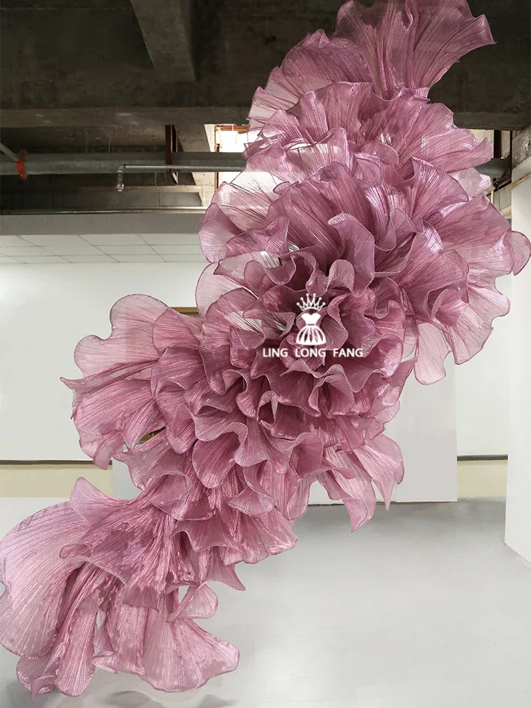 Перламутровая пряжа Текстура ткани Плиссированный свадебный дизайн Сценическое