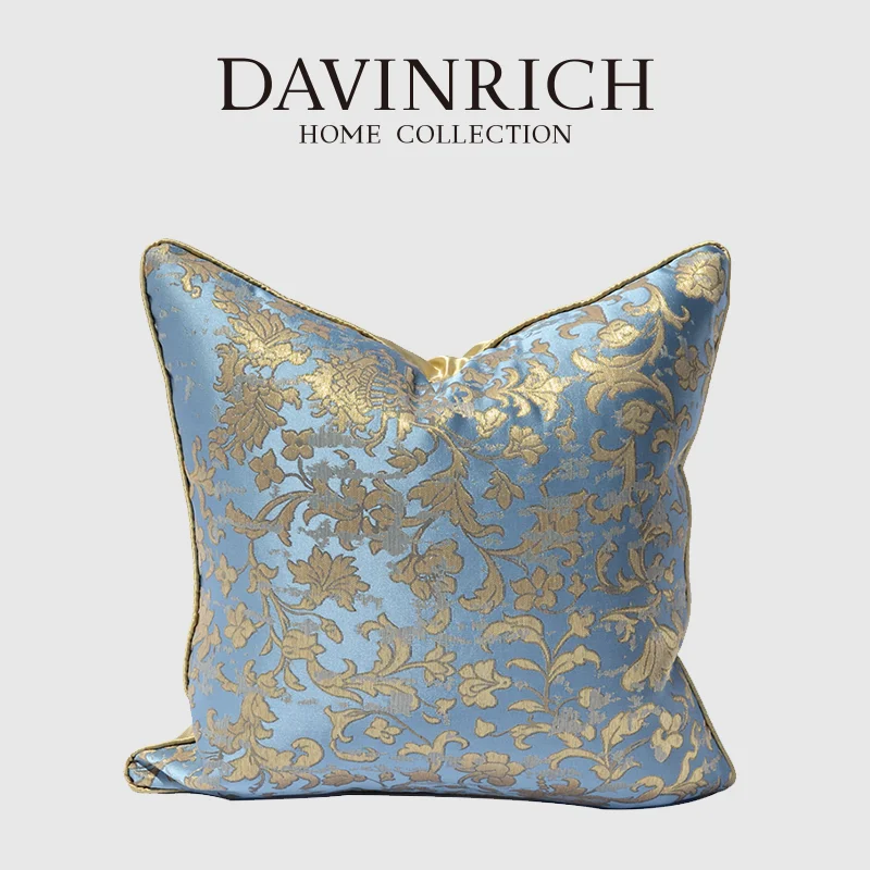

DAVINRICH Italian Carved Floral Jacquard Cushion Covers Vintage Distressed Luxury Pillow Case For Patio Couch Garden Home Decor