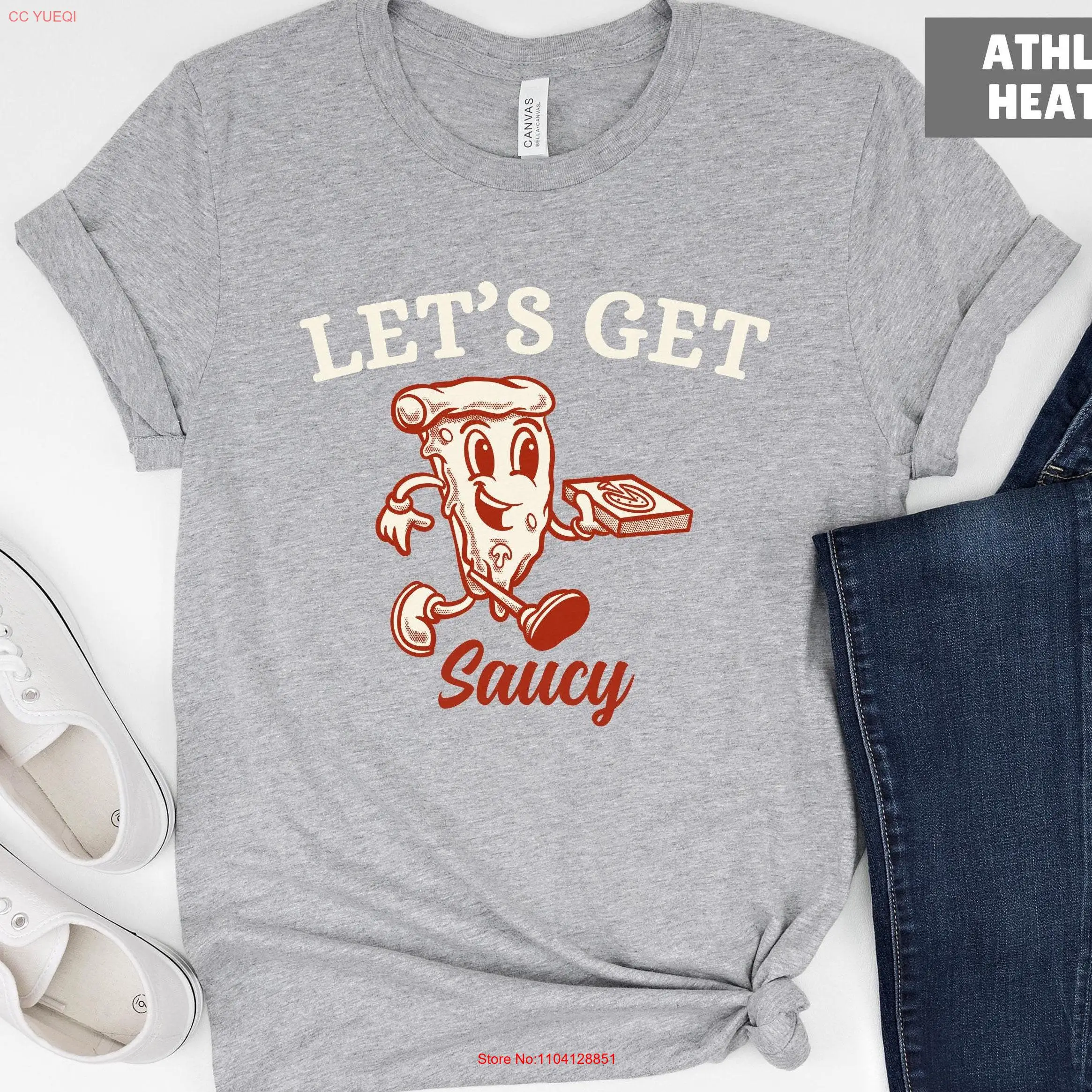 Let's Get Saucy T Shirt Funny Baking Sweater Pizza Lover Mothers Fathers Day Cooking Foodie long or short sleeves