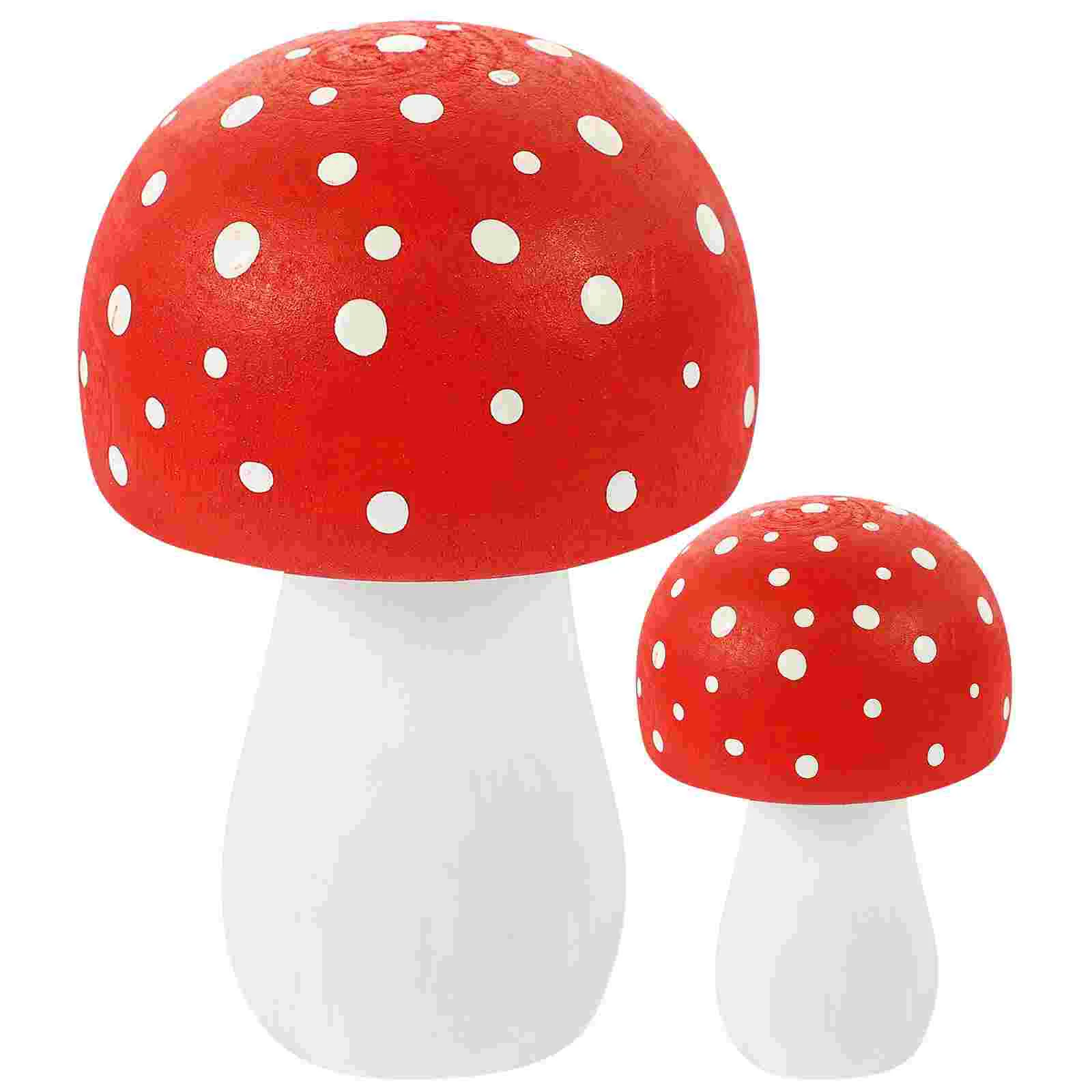 

2pcs Wooden Mushroom Crafts Wood Mushroom Statue Farmhouse Mushroom Ornament