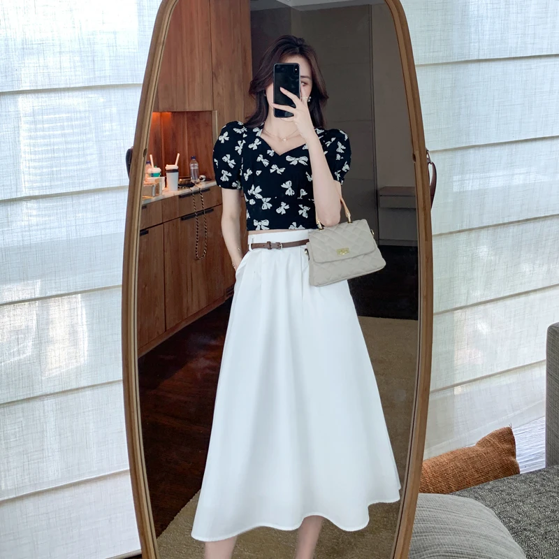 

Blouse Women Summer 2022 New French Style Short Sleeve Chiffon Denim Skirts 1803 Blusas Womens Tops And Blouses Dropshipping
