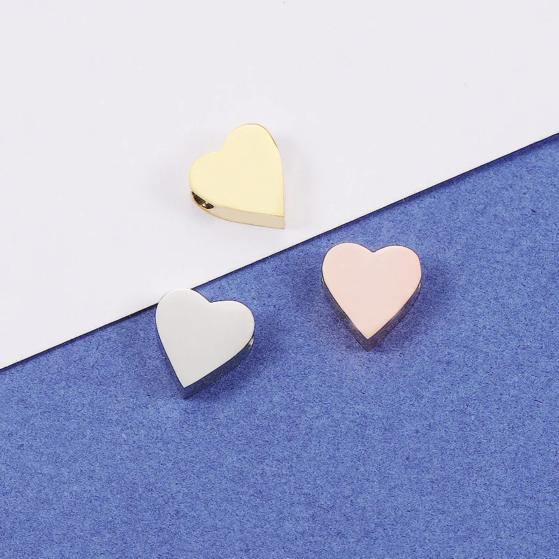

10pcs 1.8mm 8mm hole Sharp peach beloved heart-shaped jewelry making mirror polished stainless steel DIY hand scattered beads