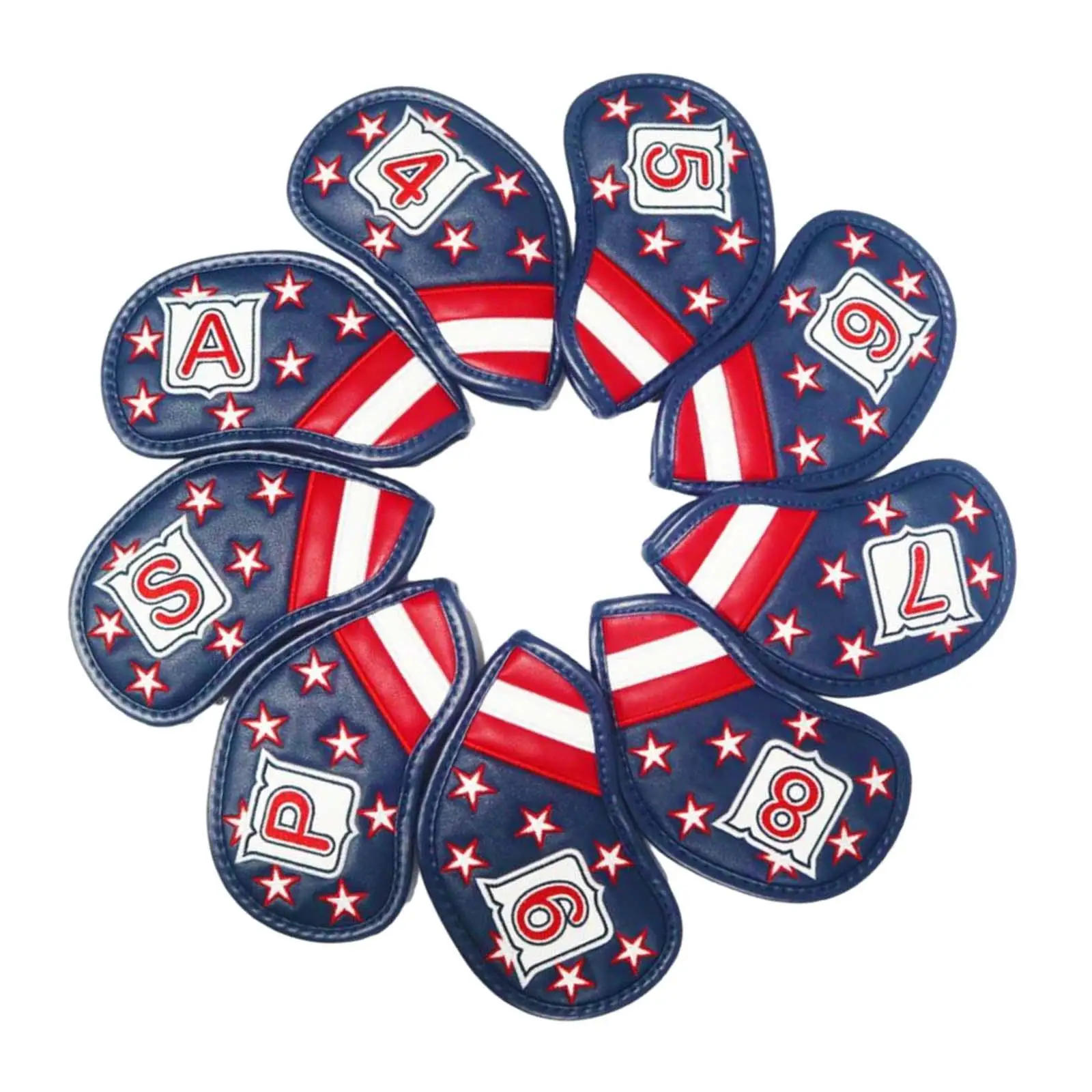 

9Pcs Golf Iron Head Covers PU Golf Headcovers Set Golf Wedge Iron Protective Headcover for Unisex Golfer Gift Golf Accessories