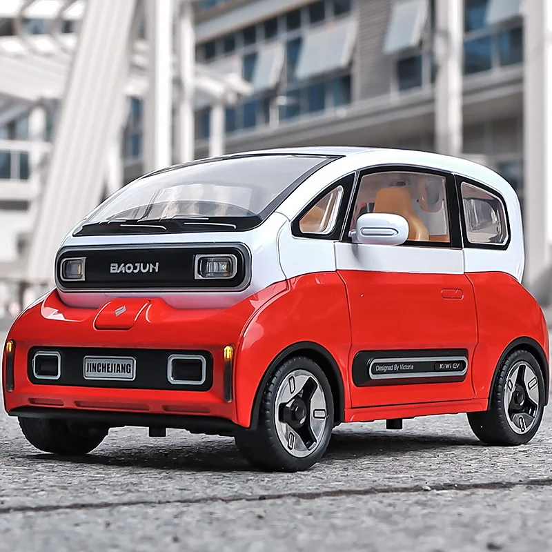 

1:18 BAOJUN MINI EV Alloy New Energy Car Model Diecast Metal Vehicles Car Model With Charging Pile Sound and Light Kids Toy Gift