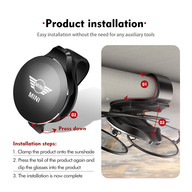 Автомобильный зажим для очков многофункциональный универсальный MINI Cooper JCW WORKS R55
