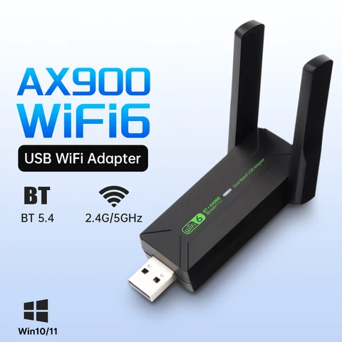 Fenvi AX900 BT5.4 Wi-Fi адаптер WiFi 6 802.11ax USB-ключ двухдиапазонный 2,4G/5 ГГц USB Wi-Fi-карта для ноутбука, ПК, бесплатно Win10/11