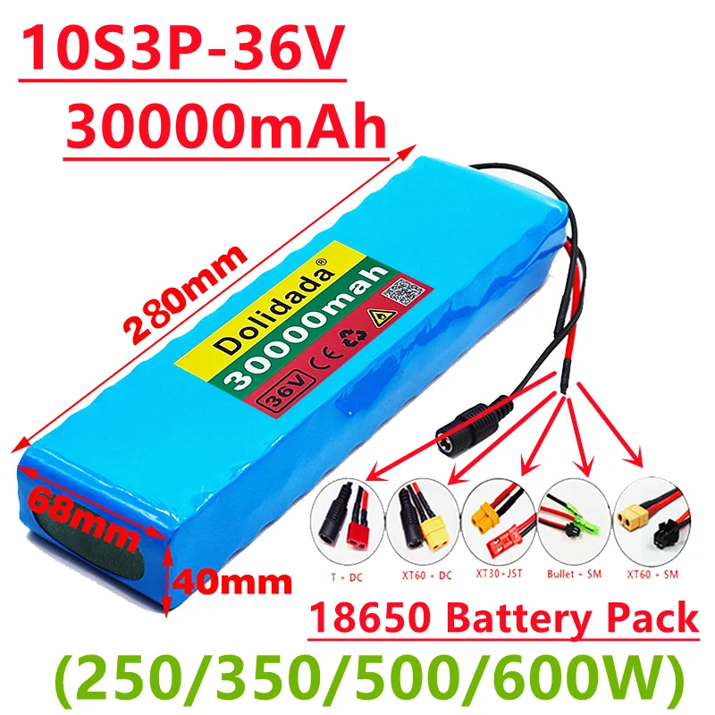 

10S3P 36V 30Ah Battery ebike battery pack 18650 Li-Ion Batteries 350W 500W For High Power electric scooter Motorcycle Scooter