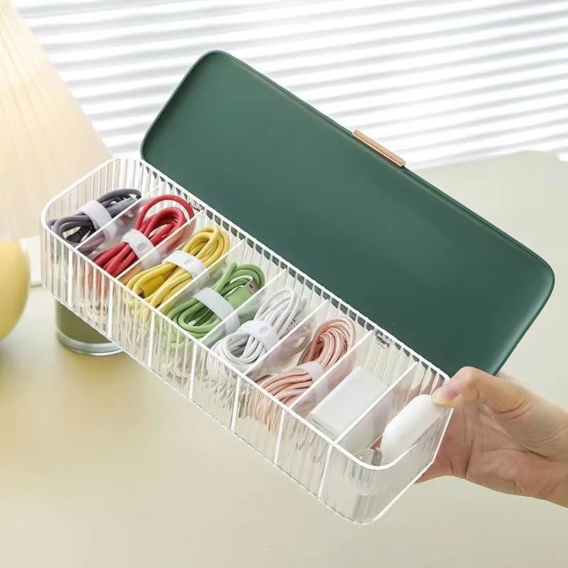 

Cable Storage Box Transparent Plastic Data Line Storage Container for Desk Stationery Makeup Organizer Key and Jewelry Box