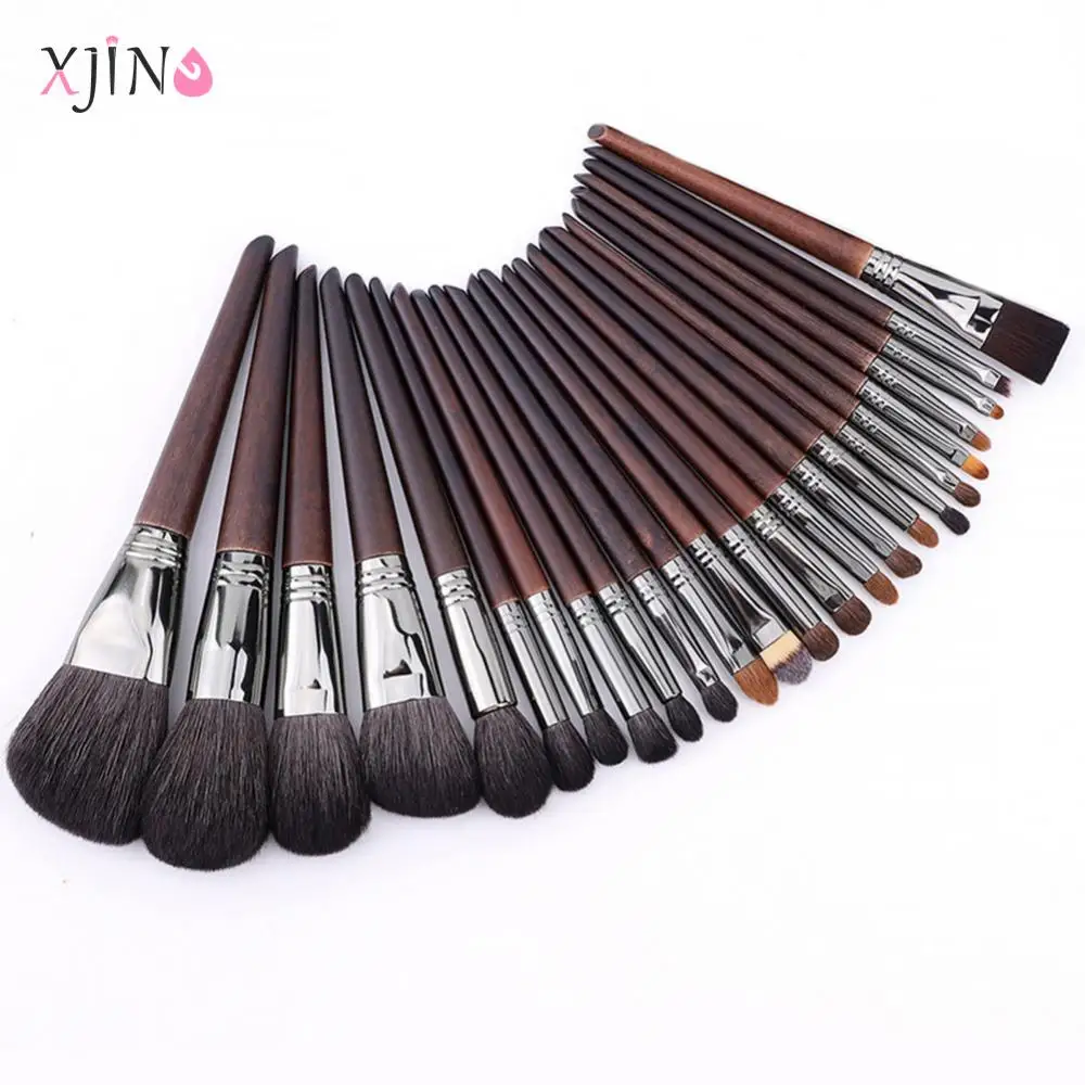 

XJING 24Pcs Professional Makeup Brushes Set Wood Handle Eyeshadow Eyebrow Eyeliner Blush Brushes Blending Powder Smudge Brush