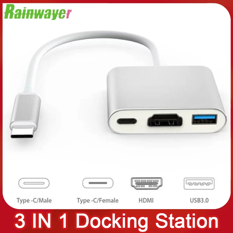 

3-in-1 TYPEC To HDMI-compatible Converter Is with USB 3.0 Charging Adapter for Air Pro Huawei Mate10 To TV Dual-screen Display