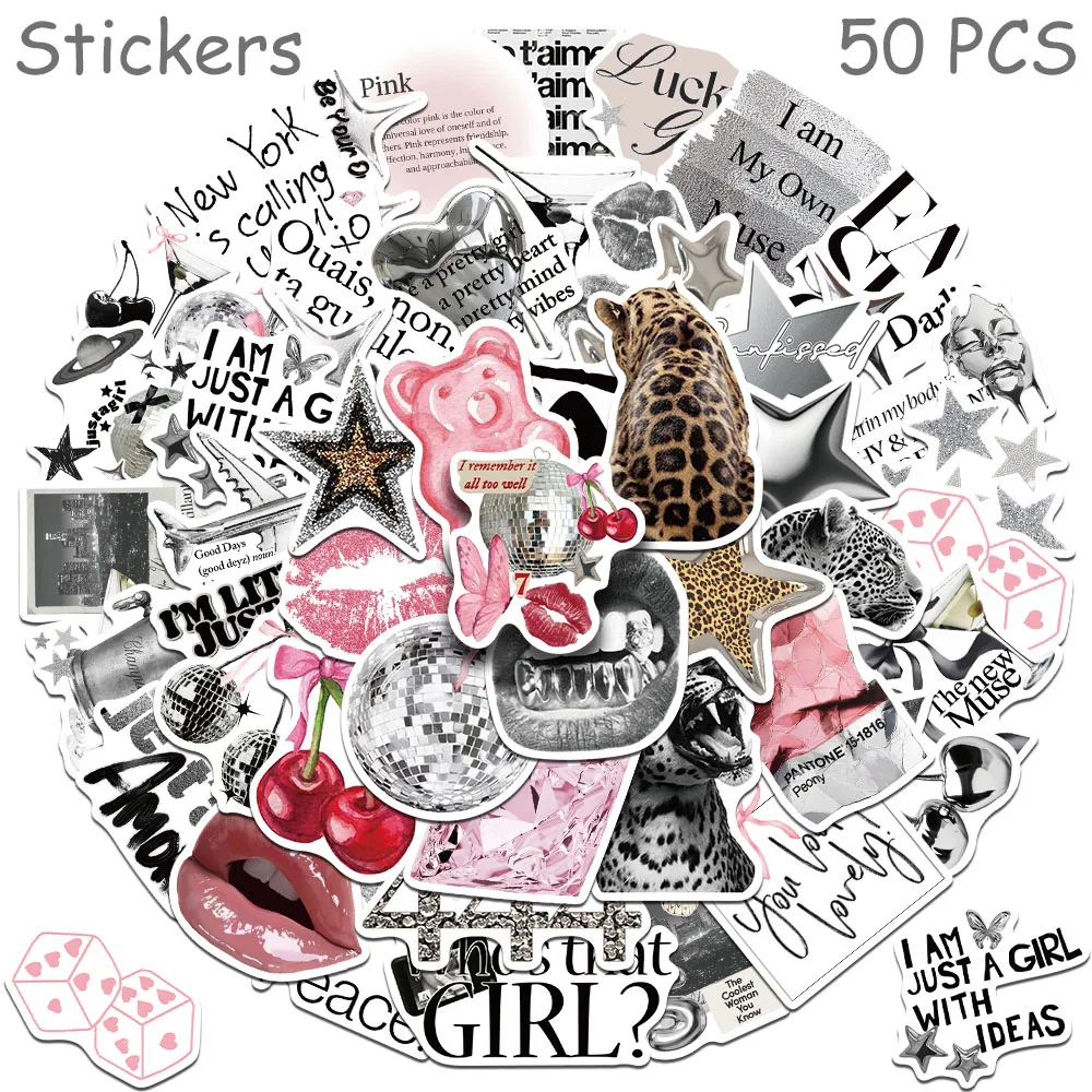 

50 шт. серебристые наклейки Lucky Girl