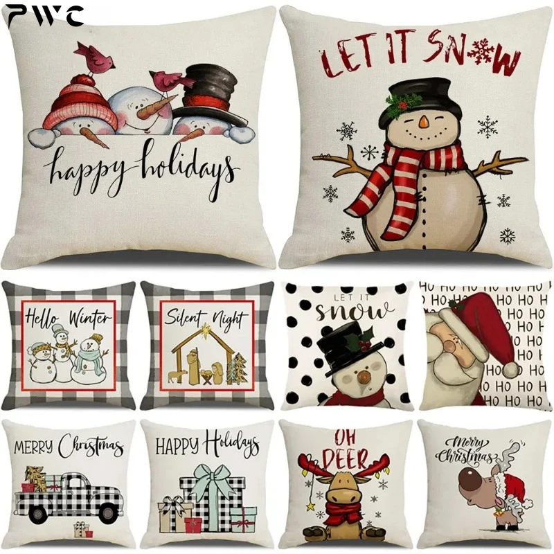 Рождественский декор наволочки прекрасный снеговик плед наволочка детские