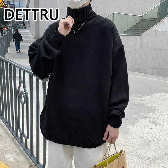 Turtleneck Sweaters Men Loose Knitted 