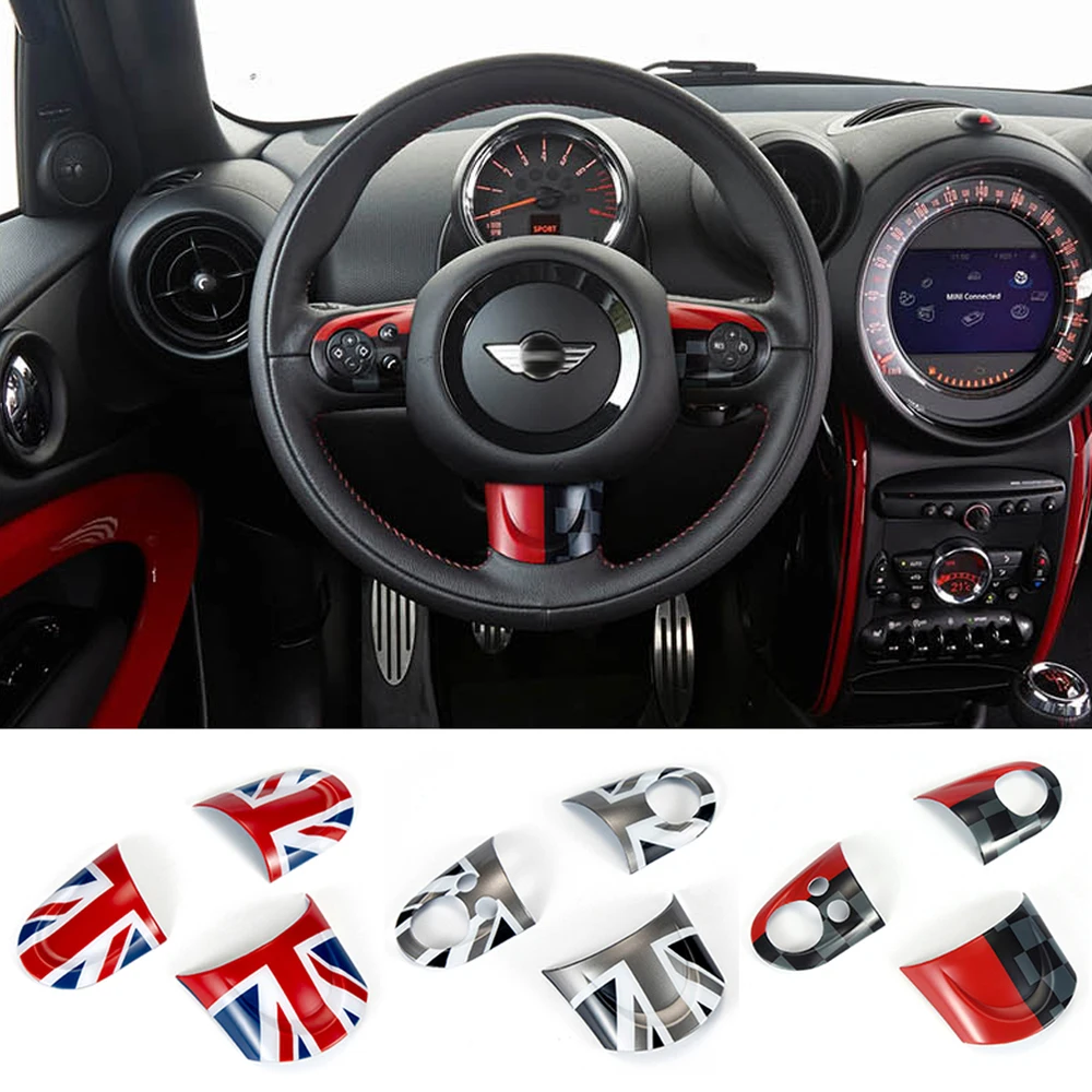 

For Mini Cooper JCW Clubman R55 R56 R57 R58 R59 R60 R61 Car Styling 3pcs Union Jack Car Steering Wheel Sticker Cover Decoration