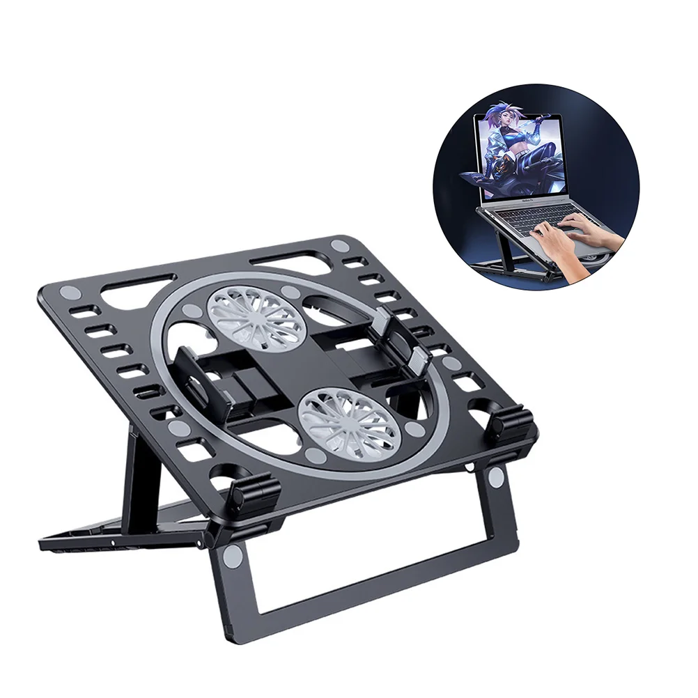 

Laptop Stand Cooler Holder Computer Cooling Pad Gamingfan Rgb Led Usb Quiet Notebook Pc