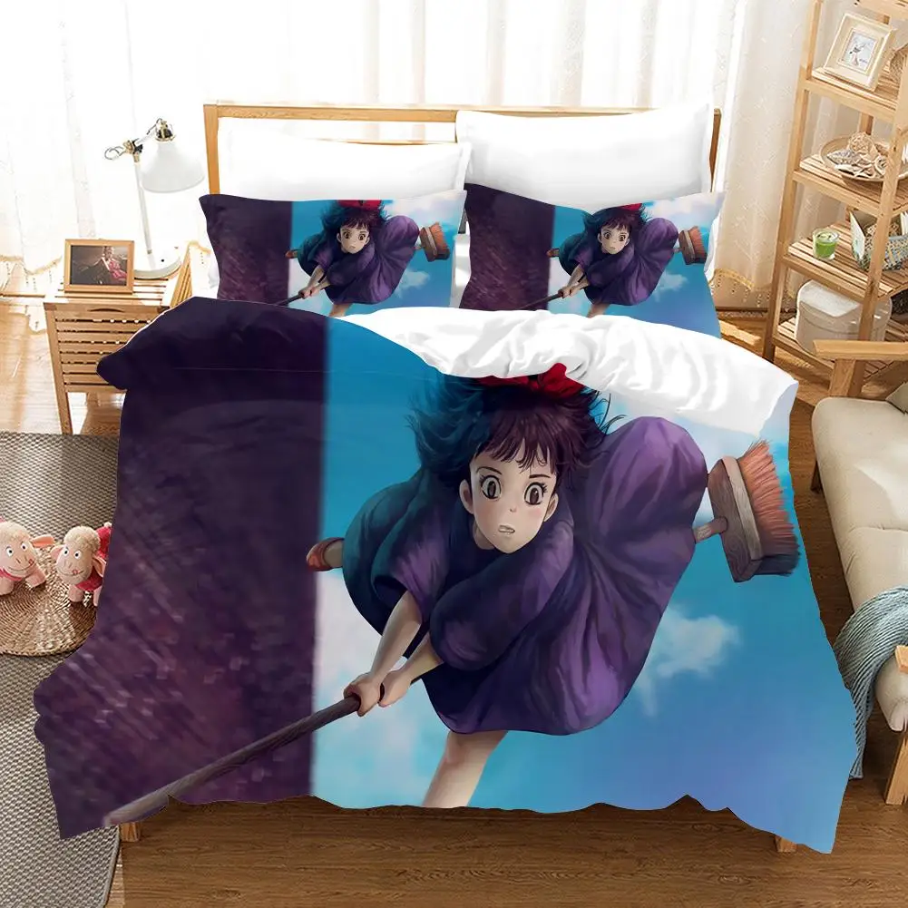 

3D Printed Kikis Delivery Service Bedding Set Anime Duvet Cover Double Twin Full Queen King Bedclothes Quilt Cover Adult Kids