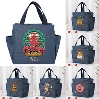 insulated cooler bag large capacity portable zipper thermal lunch bags for women lunch box picnic food bag cute monster pattern