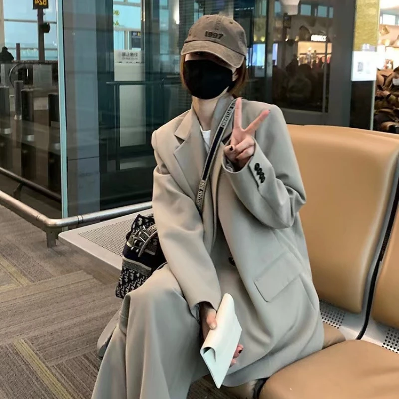 Jinsen Aite Women's Trousers Suit Casual Long Sleeve Jacket High Waist Pant Female 2 Pieces Blazer Set Ladies  Elegant Pant Suit