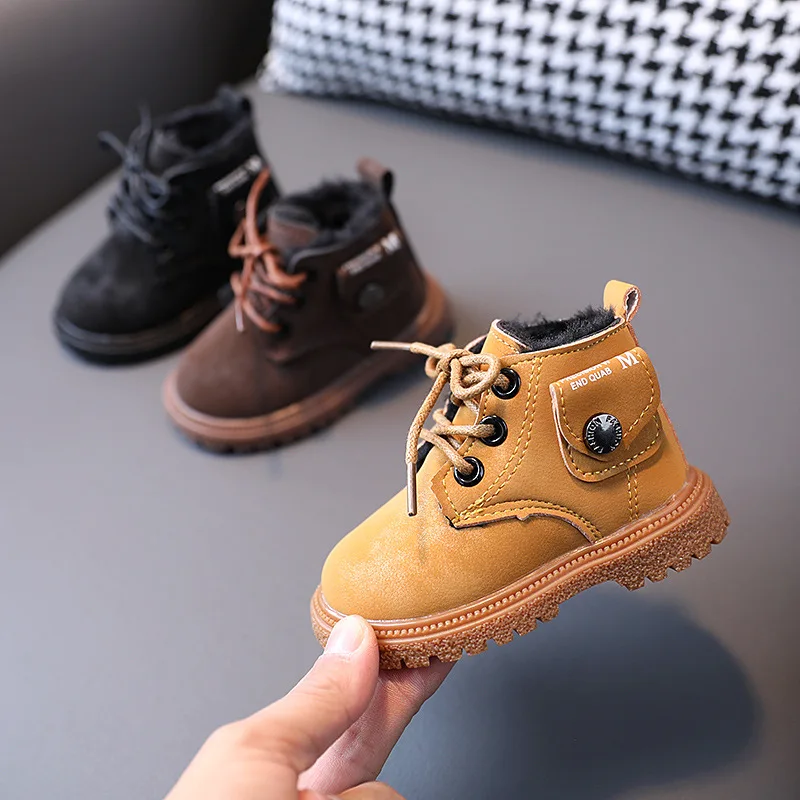 

PU Leather Boys Girls Sneakers Boots Yellow Black Brown Motorcycle Boots Baby Toddler Infant Newborn Martin Boots Shoes 2022