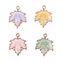 10pcs 1924mm pearlescent maple leaf enamel pendant charms for jewelry making diy plant necklace pendant earrings making gifts