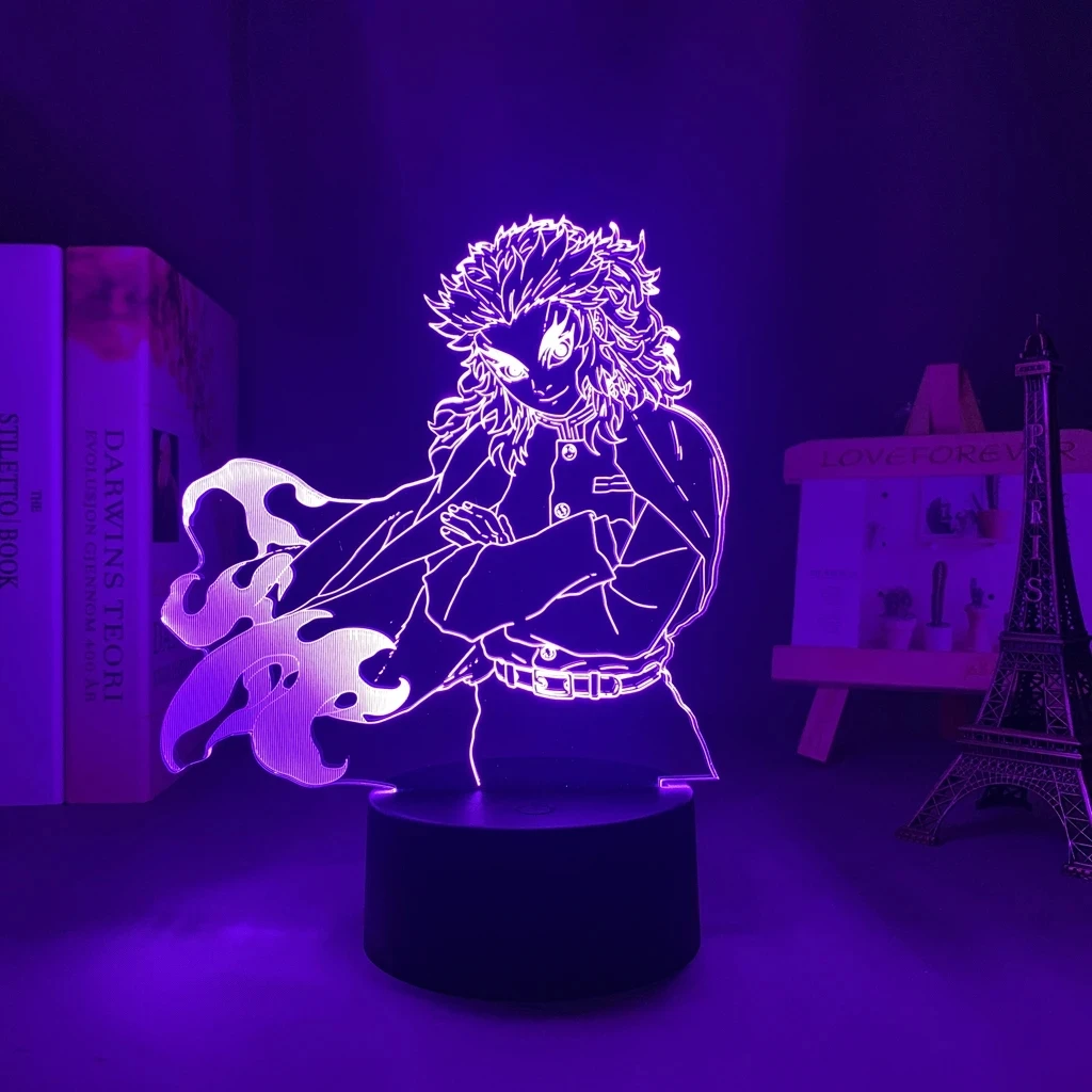 

Table Lamp Anime Demon Slayer Kimetsu No Yaiba Kyojuro Rengoku for Bedroom Decoration Light Kid Birthday Gift Manga Night Light