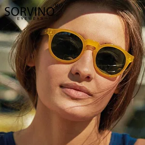 SORVINO Retro Round Cat Eye Sunglasses Women Luxury Brand 90s Designer Orange Pink Mirror Circle Cat in USA (United States)