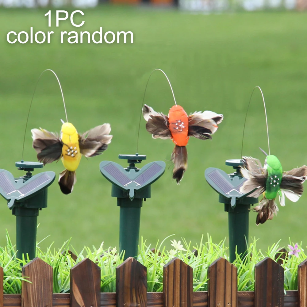

Yard Outdoor Colorful Fluttering Vibration Home Garden Electric Hummingbird Easter Solar Power Dancing Flying Craft Random Color