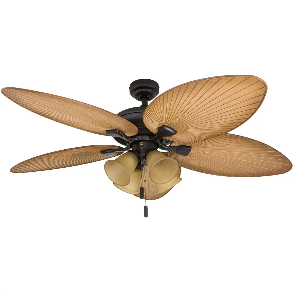 

Palm Valley 52" Bronze Tropical Ceiling Fan with 5 Palm Blades, Pull Chain & Reverse Airflow