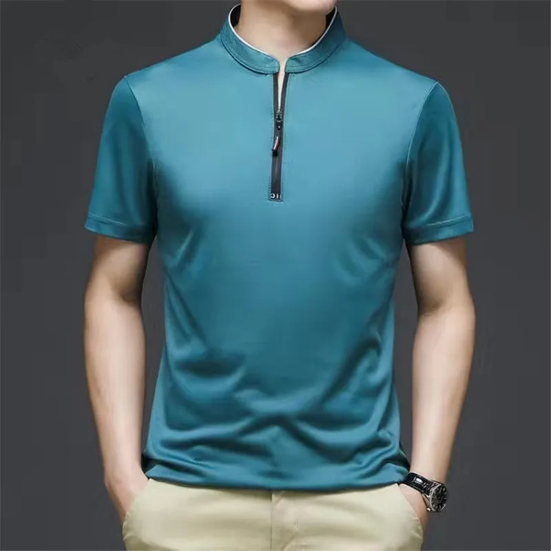 

Men Golf Wear Short sleev Polo Shirt T-shirt Quality Golf Clothing Sports Stand Collar Loose Business Top Man Tee Plus Size 4XL