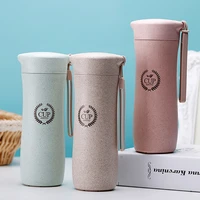 wheat straw fiber cup with lid water cup portable environmental protection take out drinking cup water bottles