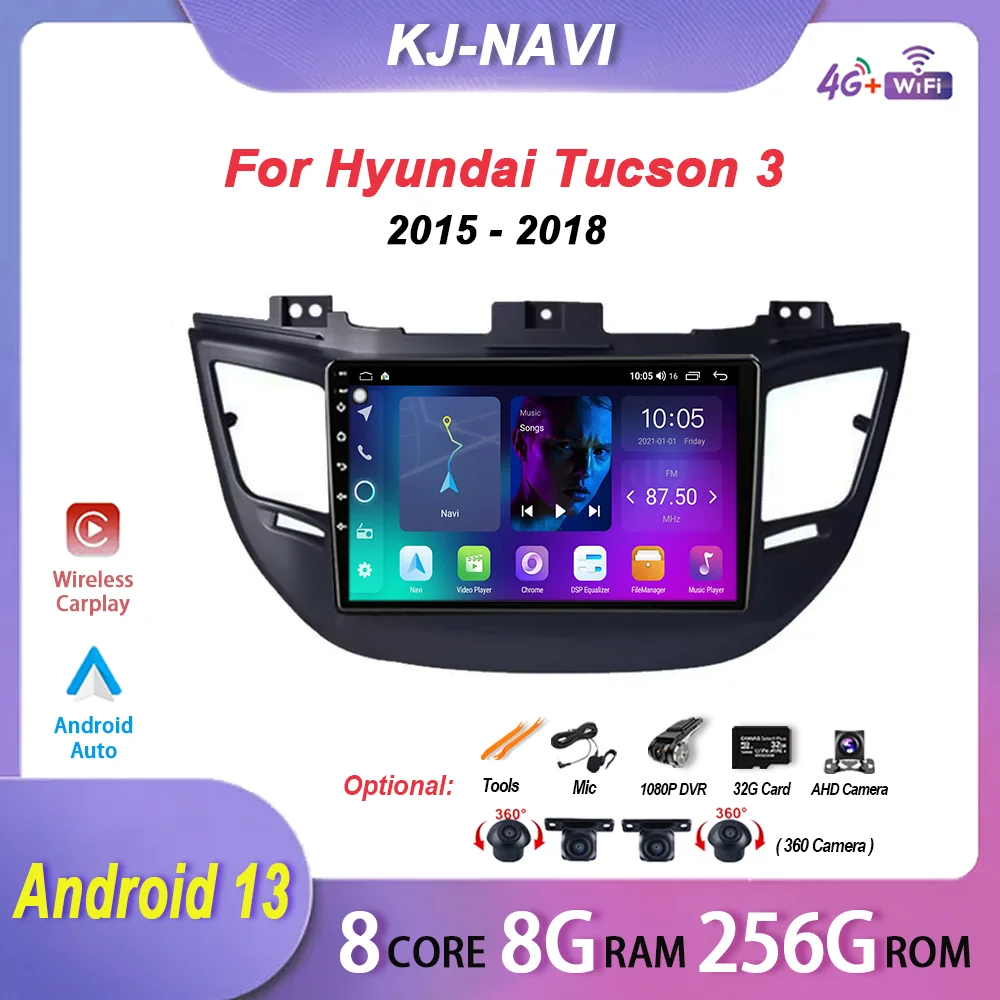 

Android 13 For Hyundai Tucson 3 2015 - 2018 Car Radio Multimedia Video Player Navigation Carplay 4G LET No 2din 2 din