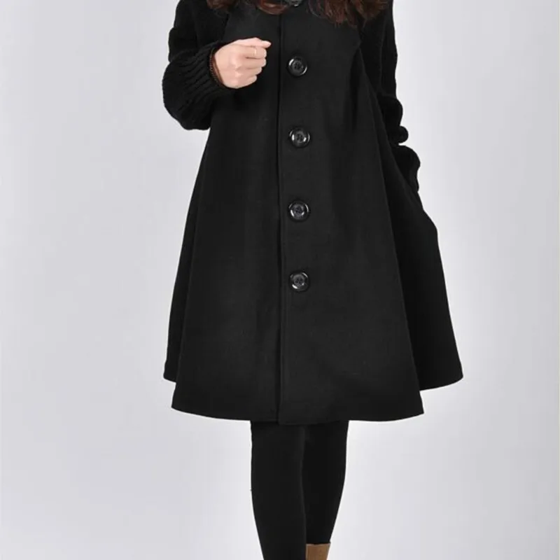 Размер 5XL длинная женская куртка пальто плащ ветровка свободное зимнее шерстяное