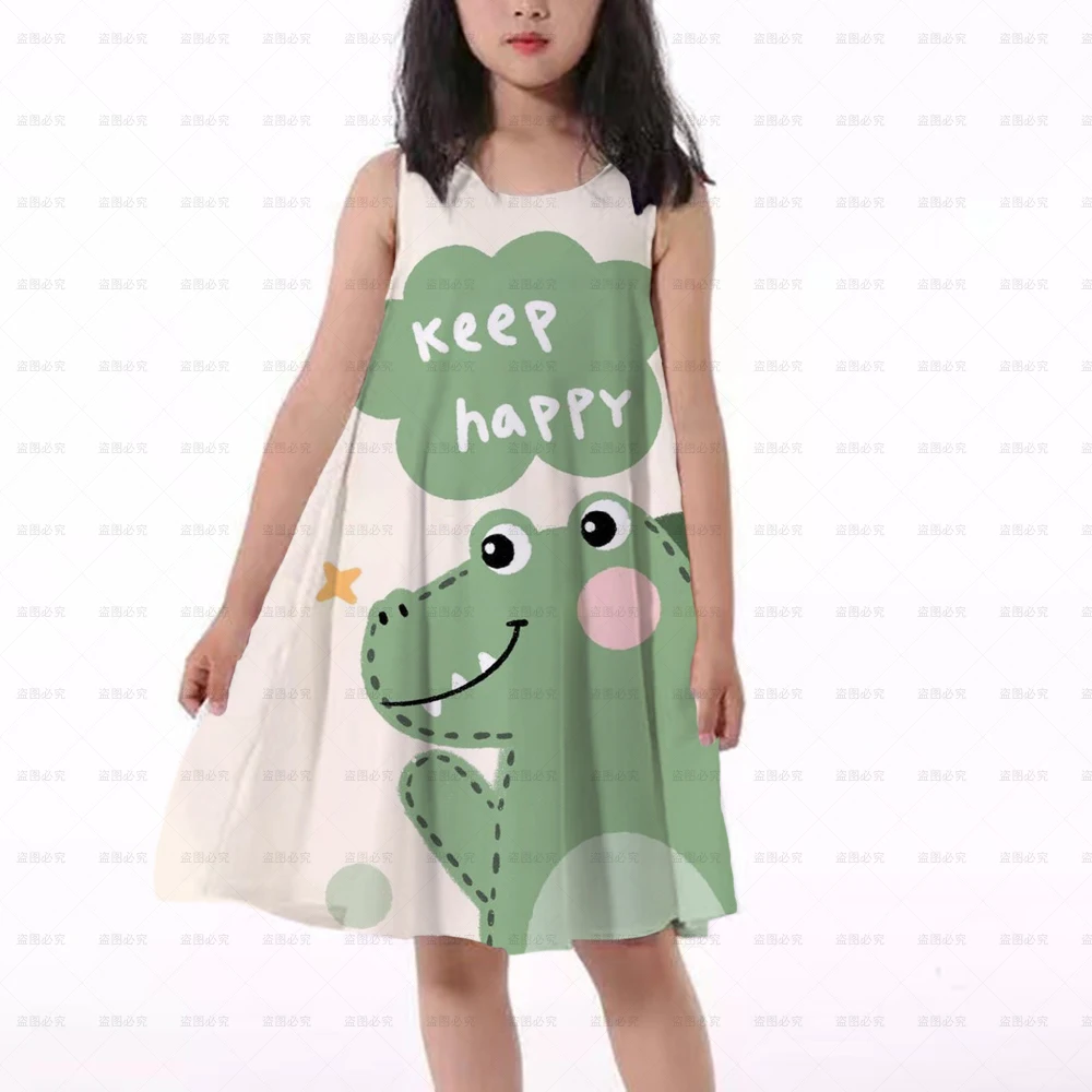 

Crocodile cartoon 3D print Beach Dress For Girl Cosplay Girls Party Vestidos Dress Girl Kids Beautiful Costume Birthday Princess