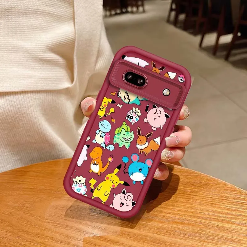 Фото P-Pokemones P-Pikachus аниме для Google Pixel 9 8A 8 7 7A Pro XL 5G Eye Ladder Мягкий противоударный чехол из ТПУ для телефона №3