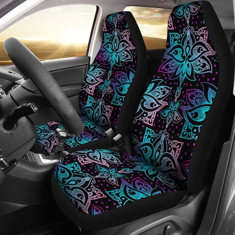 

Black Floral Decor Car Seat Covers Pair, 2 Front Seat Covers, Car Seat Covers, Car Seat Protector, Car Accessory, Purple, Pink,