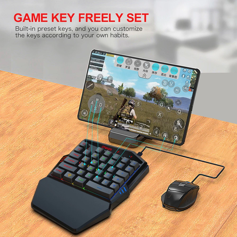 

Ergonomic K99 Bluetooth Wireless Mobile Game One-handed keyboard and Mouse Set Built-in Throne Chip Mobile Phone Tablet Game